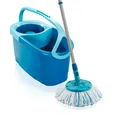 Wischmopp Set Bodenwischer Drehmopp mit Eimer Blau Leifheit