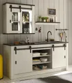 Küche "Stove" in weiß Pinie und anthrazit Küchenschrank Set 3-teilig