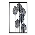 Metall Wandbild Blätter schwarz - 60 x 35 cm - Deko Wand Bild Schmuck modern