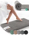 Beautissu Badematte rutschfest 120x70 cm – Duschvorleger Hochflor Badteppich rutschfest Waschbar Shaggy Optik – Flauschig Badvorleger Dusche Badezimmerteppich Groß – Badematte Grau BeauMare FL
