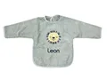 Ärmellatz mit Name, Sterntaler Leo Löwe, Geschenk zum 1. Geburtstag, Baby, grau