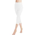 1er Pack Damen Leggings 3/4 Hose aus Baumwolle CapriHose mit Hohe Taille bunt...