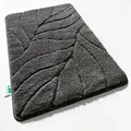 Floordirekt - Badematte Maris Flauschiger Badvorleger Mit Blattstruktur Dunkelgrau 60 X 120 Cm