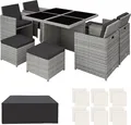 tectake® Aluminium Rattan Sitzgruppe Manhattan wetterfest und UV-beständig