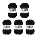 myboshi Fellino, flauschige Fellwolle, zum Häkeln und Stricken, Teddywolle in Felloptik, super bulky, 100g, Ll 65m Schwarz (Kuro) 5 Knäuel