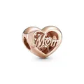 PANDORA Moments Dankeschön Mum Herz Charm-Anhänger aus 14 Karat rosévergoldete Metalllegierung, kompatibel mit Armbändern aus der Moments Kollektion