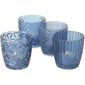 Boltze Windlicht Set Marilu 4-tlg Blau Deko-gläser Kerzenständer 8 Cm