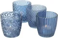 Boltze Windlicht Set Glas lackiert blau 8 cm 4 Stück