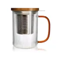 Ogo Living Tasse Tasse OGO LIVING - Karl Teetasse 450 ml aus Glas mit Deckel aus Holz