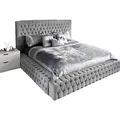 JVmoebel Bett Doppel Betten Ehe Schlaf Zimmer Samt Hotel Neu Bett Polster Design (Doppelbett), Made in Europa grau