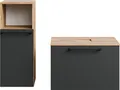 Planetmöbel Waschtischunterschrank Astra 60 cm Gold Eiche/Anthrazit mit Midischrank – Modernes Badmöbel Set ohne Waschbecken