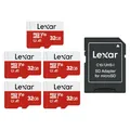 Lexar Micro SD Karte 32GB 5er Pack, Speicherkarte Micro SD mit Adapter, Bis zu 100 MB/s Lesegeschwindigkeit, UHS-I, U1, A1, V30, C10, 4K UHD microsdxc SD Karte für Kamera, Smartphone