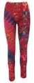 Unikat Batik Damen Leggings, Stretch Hose für Frauen, Yogahose - rot/bunt