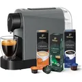 Tchibo Cafissimo „Pure plus“ Kaffeemaschine Kapselmaschine inkl. 30 Kapseln für Caffè Crema, Espresso und Kaffee, 0,8l, 1250 Watt, Grey - Grau