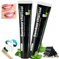 Aktivkohle Zahnpasta -Schwarze Kohle Zahnpasta -Natürliche Zahnaufhellung Bamboo Charcoal Toothpaste -Bambuskohle Zahncreme Weiße Zähne Ohne Fluorid -Raucher Whitening Zahncreme 2Stück