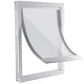 CEESC Große Hundeklappe mit weicher, transparenter Magnetklappe und einrastbarer Verschlussplatte, Premium-Haustür aus PVC-Kunststoff für große Hunde (XL, Weiß)
