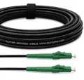 Elfcam® - 50m Gepanzerte Glasfaserkabel LC/APC auf LC/APC Stecker, Simple Singlemode 9/125μm OS2 Patchkabel, Schwarz (50M)