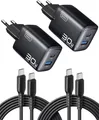INIU 30W USB C Ladegerät 2-Pack, [USB-C + USB-A] Netzteil Mehrfach + USB-C Kabel