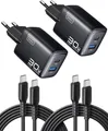 INIU 30W USB C Ladegerät 2er Pack GaN Schnellladegerät mit 60W Kabel