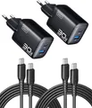 INIU Ladegerät 30W USB C 2 Pack, USB-C und USB-A Netzteil Mehrfach, USB-C Kabel
