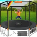 KESSER® - Trampolin | Rheinland GS | Komplettset mit Sicherheitsnetz, Leiter, Randabdeckung, Seitentasche & Zubehör | Kindertrampolin Gartentramp... - Orange