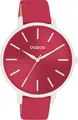 Oozoo Timepieces Damen Uhr in Rot - Armbanduhr Damen mit Lederarmband | Hochwertige Uhr für Frauen - Edle Analog Damenuhr in rund C11549