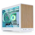 Lian Li DAN Cases A3-mATX Wood Edition PC-Gehäuse, Tempered Glass, Micro-ATX - Buche, weiß