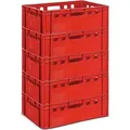 GARDIVO E2 Kisten Rot 5 Stück 60x40x20 Meischkiste, Metzgerkiste, Lagerkiste in rot, stapelbbar lebbensmittelecht robust fleischerkiste kunststoff... - Rot