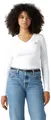 Levi's Damen Essential HM LS Vneck T-Shirt, White +, M