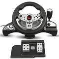 NanoRS RS700 Gaming Rennlenkrad 270° Lenkbereich Ganghebel Gas- und Bremspedal Vibrationen 7 in 1 Lenkrad Kompatibel mit PS 4 / PS3 / Xbox ONE/Xbox One S/PC (X-Input/D-Input) / Android