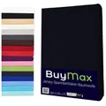 Buymax Spannbettlaken Wasserbett Spannbettlaken für Boxspringbetten Matratzen bis 35 cm Höhe, Jersey, Gummizug: Rundumgummi, (1 Stück), Spannbetttuch 97% Baumwolle, 3% Elasthan, atmungsaktiv, 40 cm Steghöhe schwarz 180-200 cm x 200-220 cm