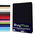 Buymax Wasserbett Spannbettlaken Stretch 180x200-200x220 cm für Wasserbetten und Boxspringbetten Bettbezug für Matratzen bis 35 cm Matratzenhöhe, Schwarz