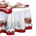 Elrene Home Fashions Villeroy & Boch Toy's Fantasy Holiday/Christmas Santa Winter Woodland Engineered Fabric Tablecloth, 152,4 x 213,4 cm, oval, Mehrfarbig