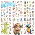 Tier Glitzer Sticker Kinder, 6 PCS mit Glitzereffekt Tiersticker, Aufkleber Holografische Tiere für Skateboards, Helme, Water Bottle, Tablets, Schultaschen, Kühlschränke, Fahrräder, Tischplatten