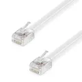 deleyCON 6m Telefonkabel - RJ11 Modularkabel 6P4C Westernkabel - 2x RJ11 Stecker mit Flachkabel für Telefondose Modem Router Fax ISDN DSL VDSL Internet Weiß