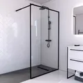 Marwell City Duschwand - 120 X 200 Cm - Schwarz - Begehbare Dusche - Walk-in - Duschabtrennung- Schwarze Duschwand