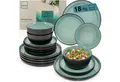 SÄNGER Tafelservice Fiji Geschirrset, Grün Schwarz (18-tlg), 6 Personen, Steingut, Handmade, Erweiterbar, VALUE COLLECTION