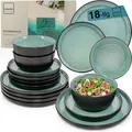 Fiji| Steingut Geschirr Set 18 tlg, Teller Set 6 Personen, Geschirrset 6x Spe...