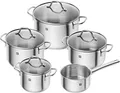 ZWILLING Flow Kochtopf-Set 5-teilig mit Glas-Deckel, Induktionsgeeignet, Unbeschichtet, Edelstahl, Silber