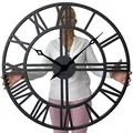 FLEXISTYLE Groß EKO wanduhr ohne tickgeräusche LOFT Grande Schwarz 80cm! (Dicke 19mm), Wohnzimmer, Schlafzimmer, in EU hergestellt
