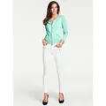 Cardigan HEINE, Damen, Gr. 44, grün (mint), 90% Baumwolle, 10% Seide, unifarben, Langarm, Strickjacken