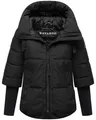 Navahoo moderne Damen Winterjacke warme Steppjacke mit Kapuze und Rippstrickärmeln Lotusherz XIV Black Gr. XL