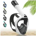 Khroom Schnorchel Schnorchelmaske Erwachsene Tauchermaske Vollgesichtsmaske Schnorcheln (geprüfte CO2 Sicherheit, Vollgesichtsmaske Tauchmaske), Seaview Pro weiß L/XL (ab 1,70m)