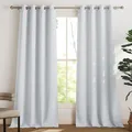 PONY DANCE Thermovorhang gegen Hitze Verdunkelnde Gardinen mit Ösen 2er Set H 245 x B 140 cm Grau-weiß, Übergardinen für Wohnzimmer & Schlafzimmer Thermal Blackout Curtains