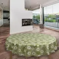 laro Rund 140 cm Wachstuchtischdecke Tischdecke Abwaschbar PVC Blumen Kamille Grün Rund 140cm, Muster:Blumen Kamille Grün, Größe: Rund 140cm