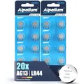 AG13 LR44 Alkaline Knopfzelle Batterien 10er Pack - 1.5V Ohne Quecksilber, Premium Qualität & Lange Lagerfähigkeit, (357/357A/L1154/A76/GPA76) Alpalium