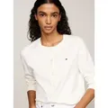 Tommy Hilfiger Cardigan CO JERSEY STITCH CARDIGAN Baumwollmischung, regular fit, Rundhals, goldfarbene Knöpfe weiß XS (34)