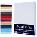 Buymax Spannbettlaken Wasserbett Spannbettlaken für Boxspringbetten Matratzen bis 35 cm Höhe, Jersey, Gummizug: Rundumgummi, (1 Stück), Spannbetttuch 97% Baumwolle, 3% Elasthan, atmungsaktiv, 40 cm Steghöhe weiß 180-200 cm x 200-220 cm