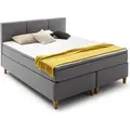 Boxspringbett Kenora grau 7-Zonen TFK mit Topper 180x200 - Grau