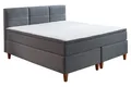 Boxspringbett Polsterbett Doppelbett mit Topper Grau Webstoff H2 180 x 200 cm